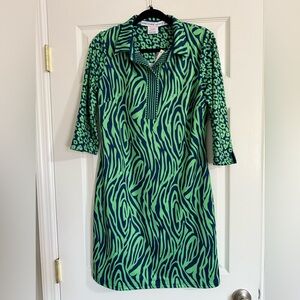 Gretchen Scott Designs Green and Blue animal print Dress new nwt size medium